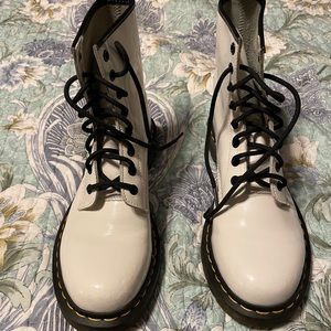 Dr. Martins 1460 White Patent Combat Boots